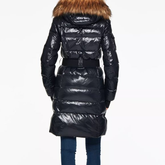 S13 Women's Jackets & Coats Chalet Faux Fur Trimmed Belted Down Puffer - Picture 3 of 3